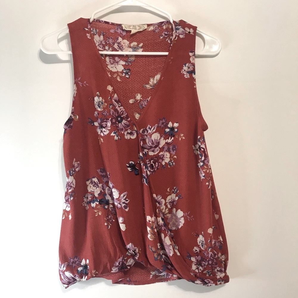 Pink Rose Floral Sleeveless Bubble Top Size M